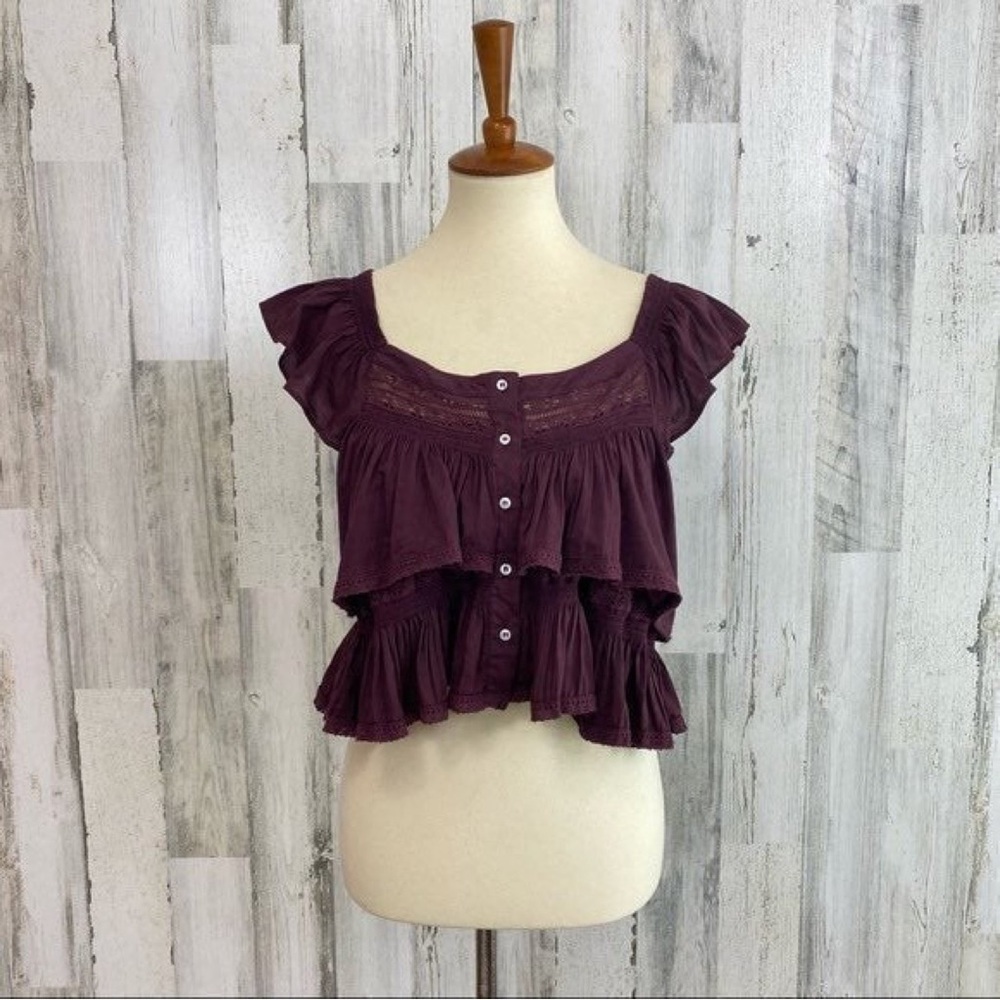 Free People Purple Ruffle Top - Picture 4 of 9